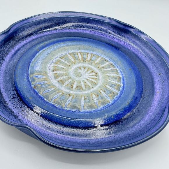 Scott Martin Signed Stoneware Pottery Plate Spiral Nautilus blue/purple 10”‎ - Picture 7 of 10